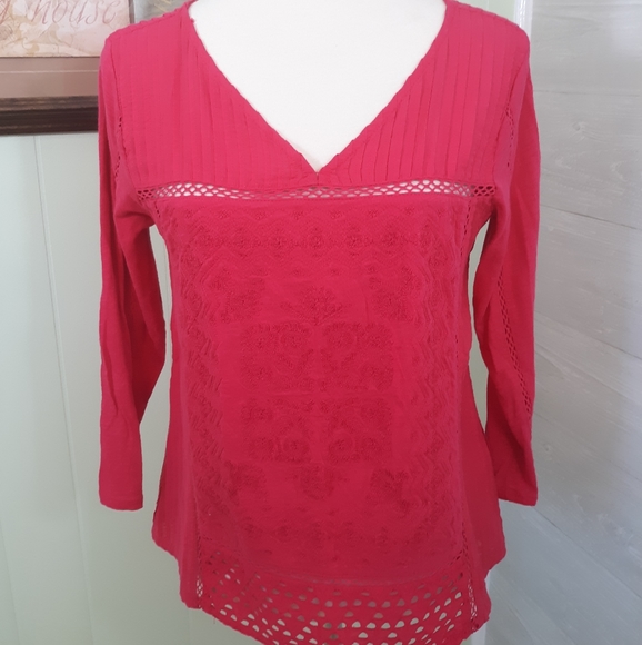 Lucky Brand Tops - Lucky brand embroidery lace top blouse sz small *M6